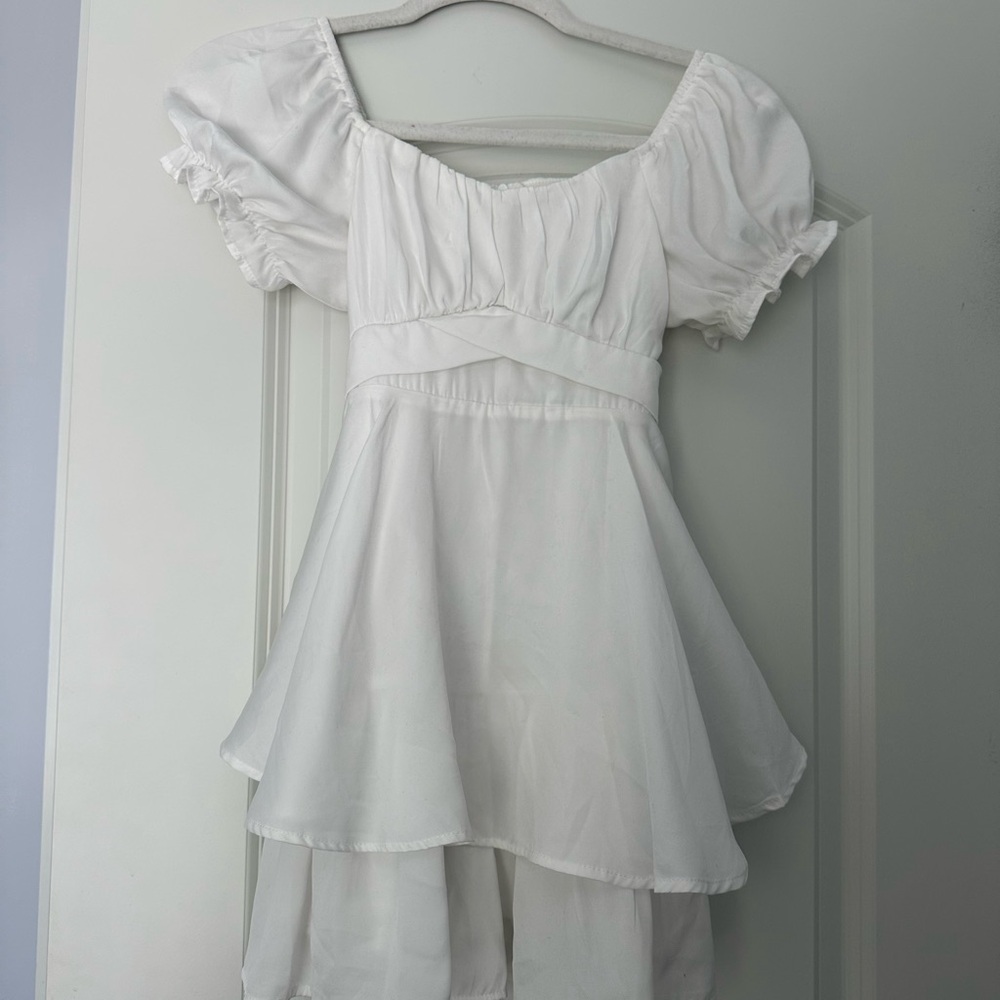 Elegant White Formal Dress, youth size 12. Worn once.Smoke free, pet free home.